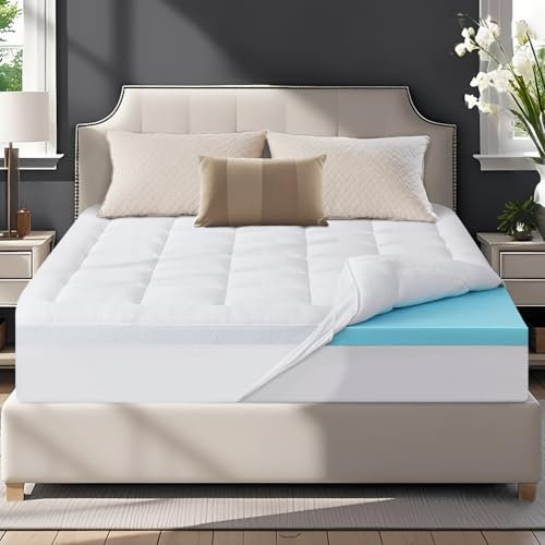 ABENE Matratzen Topper 180x200cm H4 Gel Memory Schaum Topper mit Waschbar Bambusfaser Bezug, 7cm Höhe Matratzentopper für Boxspringbett Stützschaum Atmungsaktiv Druckverteilung(180cmx200cm, Weiß)