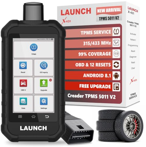LAUNCH X431 Creader TPMS 5011 V2 Tire Pressure Monitoring Sensor Service Scanner Supports All 315/433MHz Sensors with 12 Service Functions - Upgraded Version of CRT5011E