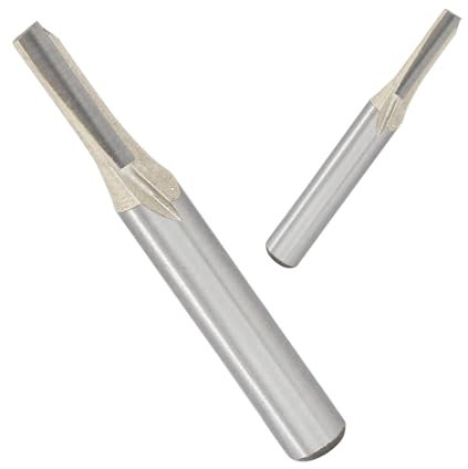 LifCratms 2 Pcs 1/4 Shank, One Flute Straight Router Bit, 3/16 Cutting Dia, Plunge Router Bit for Hard Plastic Plunging, Woodworking