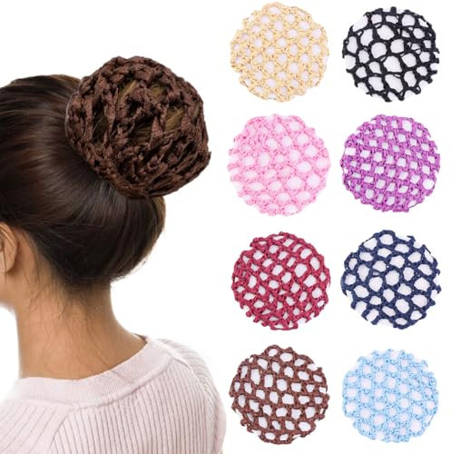 EIH1 8 Stück Net for Hair Haarnetze Frisuren Haarnetz Hair Net Haarnetze Dutt Netz Haarnetz Ballet Bun Net Kristall Haarnetz Ballet Hair Net Dutt Ballett Mädchen Dutt Glitzer Duttnetze