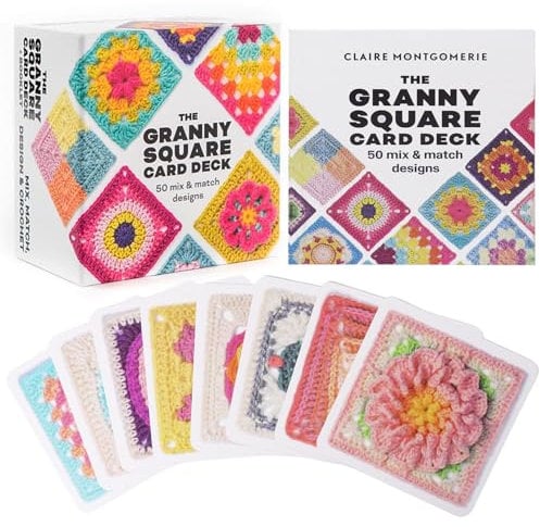 50 Stück Granny Square Häkel-Karten, Häkeln Granny Square Karten, Crochet Patterns Granny Squares Cards mit Häkelschrift Foto für individuelle Häkeldecken Patches Erwachsene Anfänger, 50 Designs