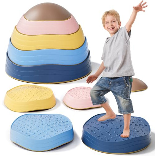KidBloom Balance Stepping Stones Kids, Sensory Toys for Autism, Indoor & Outdoor Toys for Toddlers Age 3-5, Includes Waterproof Storage Bag
