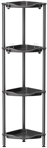 Lifewit Estanteria Ducha sin Taladro de 4 Niveles, Organizador Esquinero de Plástico para el Baño, Jabonera, Armario de Baño para Champú, Gel de Ducha y Productos para el Cuidado de la Piel, Negro