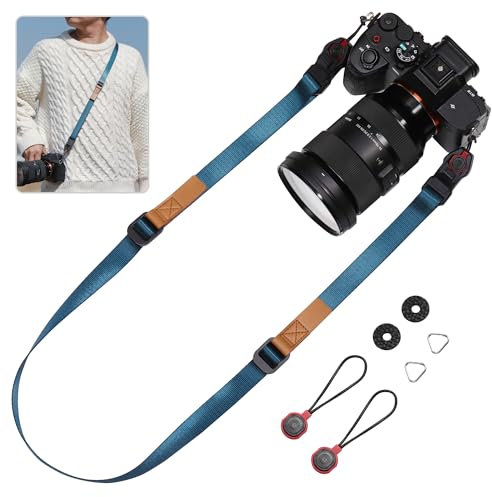 Yullmu Camera Strap Compatible for Peak Design Quick Release - Adjustable Length 198 lbs Load Capacity Quick Installation Durable 0.78 Inch Wide for DSLR Mirrorless & Travel Photography（Blue）