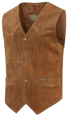 STARS & STRIPES Western-Weste ALABAMA BROWN aus 100% Leder, Klassische Cowboyweste für Herren