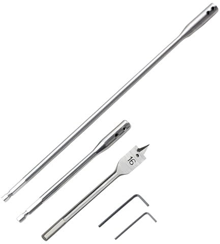 5 PCS Drill Bit Extension Set,Drill Bit Extender,1/4 High-Carbon Steel Spadebit Set,6 and 12 Inches Drillbit Extension,Suitable for Woodworking Furniture Woodworking and Construction