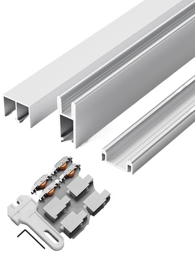 Générique Coulisse de Porte coulissante 5/8 mm, Rail Coulissant Double, Rail de Porte coulissante, Rail de vitrine à vin en Trois Parties, Rail Coulissant Mobile(5mm,160cm/63in)