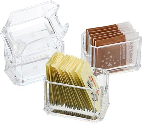Confezione da 4 porta bustine di zucchero in acrilico, organizer per bustine di tè, dispenser per condimenti per ristoranti, design moderno, trasparente