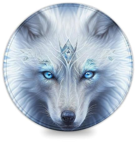 LLONGKT White Fox Gaming Mouse Pad (20,3 cm) rotondo da scrivania con base in gomma antiscivolo, facile scorrevolezza, superficie resistente alle fuoriuscite, materiali durevoli, in un design fresco e