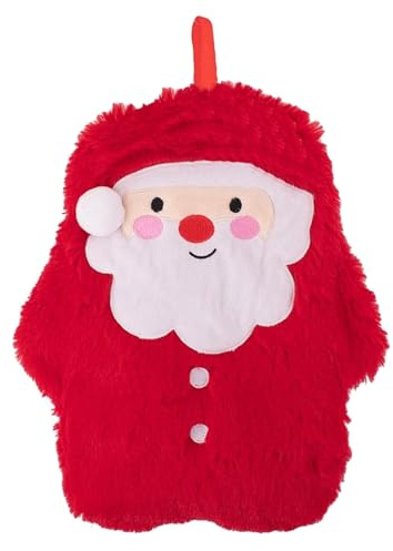 Christmas Hot Water Bottle and Cover - 3D Low Pile Plush Fleece Cover Pain Relief Cosy Nights and Relaxation (Santa)