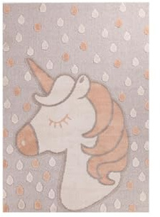 YATOLA Teppich Wohnzimmer Teppiche Schlafzimmer Kurzflor Teppich Groß Kinder Spielteppich Junge Mädchen Kinderteppich rutschfest Flauschiger Waschbarer Regenbogen Stern Einhorn (Grau 2, 100x160cm)