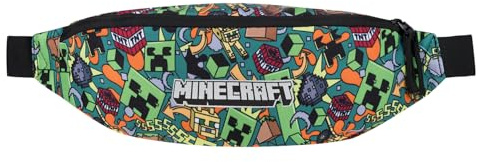 Baagl Bauchtasche Gürteltasche Umhängetasche Brustbeutel - Minecraft Chaos | Der 2-Wege-Reißverschluss aus robustem Material eignet sich ideal für Jungen, Kinder und Teenager für Schule oder Freizeit.