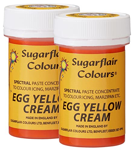 Sugarflair Spectral Egg Yellow/Cream Food Colouring Paste, Highly Concentrated for Use with Sugar Pastes, Buttercream, Royal Icing or Cake Mix, Vibrant Colour Dye - 25g (Pack of 2)