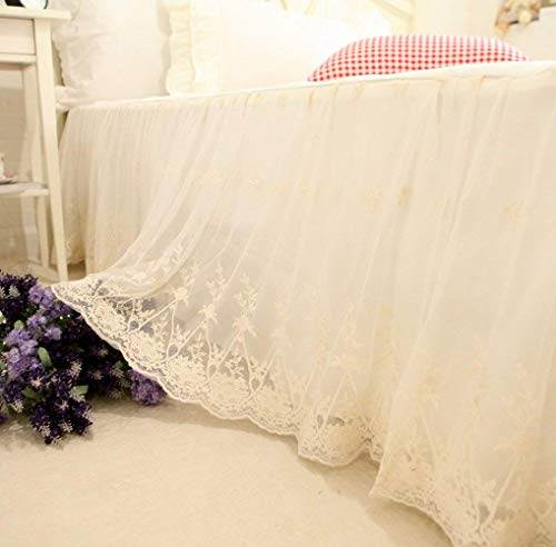 brandream Twin/Full/Queen/King Size weiß Luxury Lace Bett Rock Romantische Mädchen Bettwäsche ELEGANTE Teen Skirted Tabelle, baumwolle, a, Volle Größe