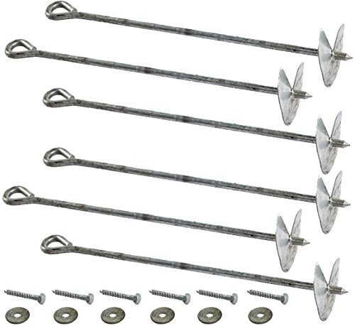Garden Games Ground Anchors - 12mm Solid Galvanised Steel: for climbing frames, playhouses etc. (Mega Six Pack (6))