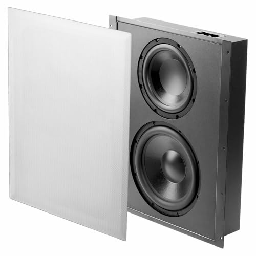 OSD Audio SL800D Trimless in Wall Subwoofer, Dual 8 Inch Woofers, 300W Power Handling, Sealed Enclosure, Magnetic Paintable Grille, Home Theater Subwoofer for Custom Installs