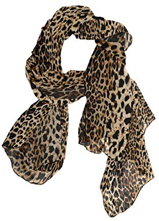 Use7 Langer Schal aus Chiffon, mit Leopardenmuster und Tierhaut, mehrfarbig, 42