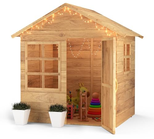 Big Game Hunters Evermeadow Wooden Playhouse with Floor - Outdoor Playhouse for Kids
