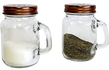 Retro Mason Jar Salt and Pepper Shaker Set – Clear Glass with Stainless Steel Lids, 2-Piece Vintage Design for Kitchen and Dining by Dependable Industries