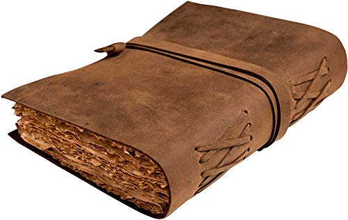 ALCRAFT Leather Journal Vintage Leather Bound Journal Handmade Antique Cover 25.4 X 17.78 CM