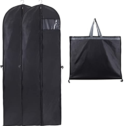 Niviy Kleidersack Lang Brautkleid Kleiderhüllen PEVA Atmungsaktiver Staubdicht Mit Sichtfenster Faltbarer Tragbarer Seitlicher Reißverschluss,für Anzüge Kleid Anzugtasche Business Reise 2 PCS 60x180CM