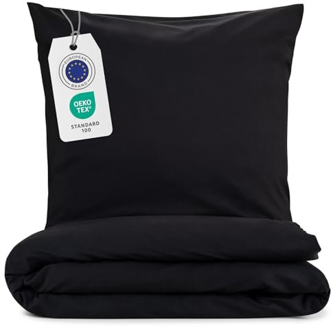 Blumtal Juego de Funda Nordica Cama de 135 - Microfibra Juego de Funda Edredon 220x220 y 2 Fundas de Almohada 70x40, Certificado Oeko-Tex, Muy Suave y Transpirable - Negro