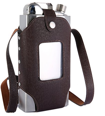 TANEAXON 35 oz Large Capacity Whiskey Flasks for Liquor with Removable Transparent Holster - Stainless Steel and Leak Proof