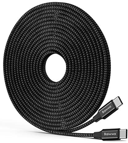 Baiwwa Extra langes USB C auf USB C Kabel 6M, Schnellladung PD 60W USB Typ C geflochtenes Ladekabel kompatibel mit Mac-Book/i-Pad Air/Pro 2021/2020, Galaxy S20 S21 Plus Note 20 Ultra, Pixel & M Erz