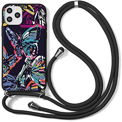 Yoedge für Huawei P20 Lite Handy Hülle Silikon Schutzhülle Handyhülle Necklace mit Kordel zum Umhängen Handykette Schnur Bumper Case Hülle Kompatibel mit Huawei P20 Lite 5,84 Zoll, Schmetterling