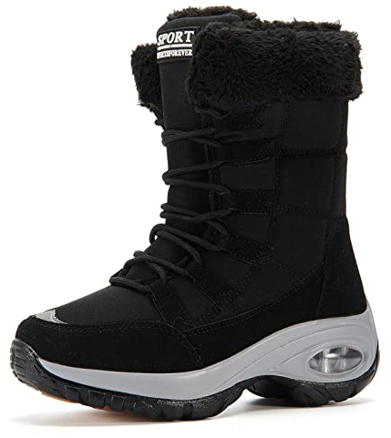 AARDIMI Warm Gefüttert Winterschuhe Damen Schneestiefel Wasserdicht Outdoor Trekking Wanderschuhe Gr. 35-42 (R1-Schwarz, numeric_41)