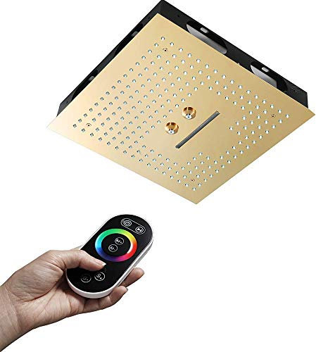MTYLX Water-Tap,Bath Shower Systems Bathroom Led Shower Head, Remote Control Led Light, Square Rainfall Led Shower Head Misty Waterfall Shower Ceiling,Remote Control Led Light