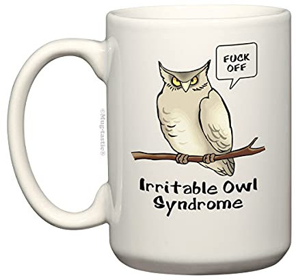 Irritable Owl Syndrome - Rude Owl - Large 443ml Funny Ceramic Coffee Mug