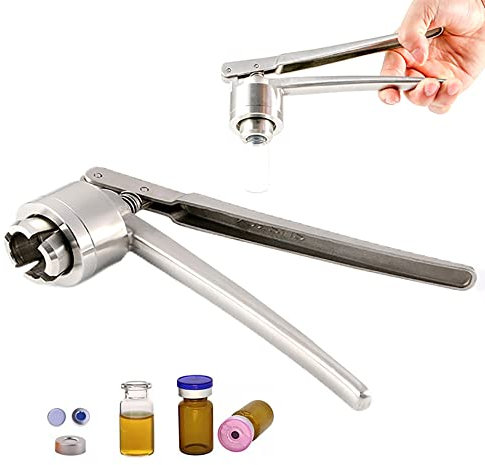 SATSAT Pince à Sertir De 20 Mm, Pince à Sertir Manuelle, Outil De Sertissage De Bouchon De Bouteille, Machine De Capsulage De Bouteille MéDicale/Antibiotiques à Sertir, Acier Inoxydable,FullAluminum