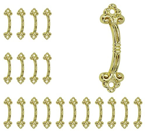 Geesatis 20 Stück Blumenmuster Antik Griffe Schmuckkästchen Pulls Vintage Bronze Ton dekorativer Möbelgriff mit Befestigungsschrauben, Gold