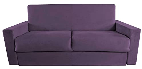 Baldiflex Schlafsofa für 3-Sitzer aus Stoff, Lattenrost für Doppelbett, 140 x 190 cm, Matratze Höhe 15 cm, Violett
