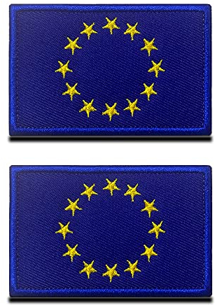 2 St. Europäische Union Flagge Patch, EU Abzeichen, Europa Flaggen Emblem Bestickter Aufnäher, Militär Patch Bänder für Kleider Rucksäcke Custom Weste