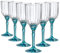Bormioli Rocco 6 x Blue Florian Cocktail Glasses - Ancient Art Deco Glass Cocktail Wine Gin Margarita Drinking Cups Gift Set