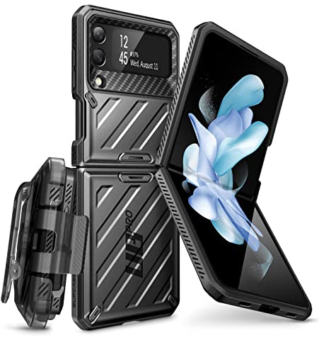SUPCASE Case for Samsung Galaxy Z Flip 4 5G (2022), Folding Protection Dual Layer Rugged Shockproof Case [Unicorn Beetle Pro] with Belt Clip (Black)
