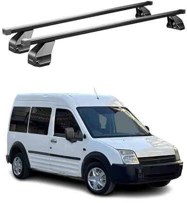 OMAC Dachträger Querträger Stahl für Ford Transit Connect I 2003-2013 – Abschließbar – City-Crash-getestet – DIN 75302:2019 – ISO/PAS 11154:2006 – Max. 75 kg Schwarz