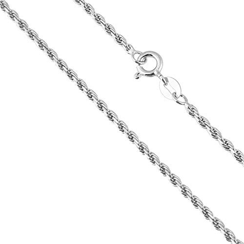 Designer Inspirations Boutique 22 Inch Sterling Silver 1.5 mm Wide Rope Chain Necklace for Women Men Unisex - Fine Silver Chain - Ideal for Smaller Pendants - Weight: 2 Grams