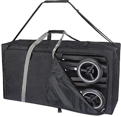 Hap Tim STB-2281 Kinderwagen-Reisetasche für Flugzeug, schützende Tragegriffe und abnehmbarer, gepolsterter Schultergurt, große Aufbewahrungstasche für Baby-Reiseutensilien, Dunkelgrau