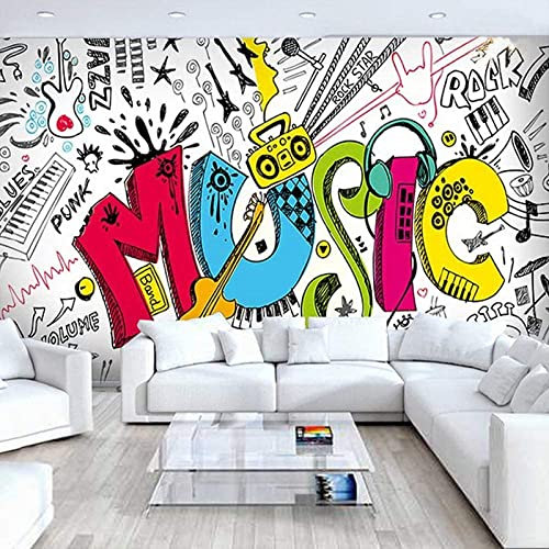 Self-Adhesive Wallpaper - Abstract Rock White Music Doodle - Mural Square Wallpaper Wall Mural Photo Feature 3D Wallpaper Wall-Art Wallpaper Murals Bedroom Living Room Wall Posters 400 x 280 cm (WxH)
