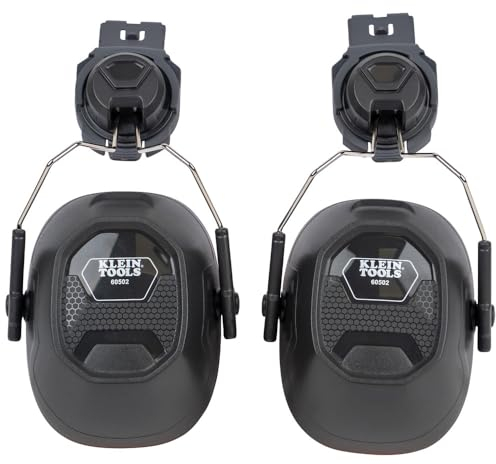 KLEIN TOOLS 60502 Ear Muffs with Hard Hat Full Brim Attachment, 26dB NRR, for Construction, Manufacturing, Maintenance, Woodworking