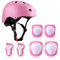 NICEWAT Genouillères Enfants 7 en 1 Set, Casque 3-7 Ans pour Skateboard, Vélo, Roller (Rose)
