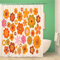 MEKPAM Rideau De Douche Orange Vintage Fleurs Vert Rétro Années 70 Imperméable Polyester Salle De Bain Décor Rideau Ensemble avec Crochets 180x180cm