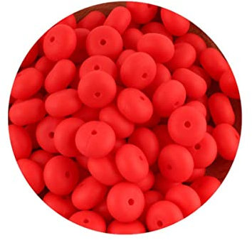 20PC 14mm Abacus Silicone Perles Multi Couleur Lentille Lâche Perles Écologiques pour DIY Collier Bracelet Bijoux Artisanat-Rouge écarlate