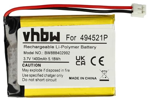 vhbw 1x Akku kompatibel mit Audioline Watch & Care V130, V131, V132, V120, V150 Babyphone Sensormatte (1400 mAh, 3,7 V, Li-Polymer, ohne Gehäuse)