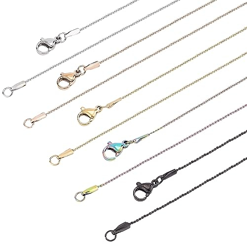 BENECREAT 10 Stück 5-Farbige Schlangenkette Aus Edelstahl, 0.8x0.4 mm Halskettenketten, 45 cm Dünne, Flache Schlangenkette Mit Karabinerverschlüssen Für Die DIY-Schmuckherstellung
