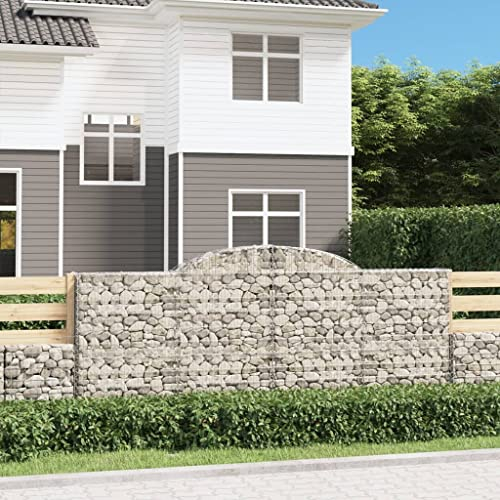 BaraSh Gabionen mit Hochbogen 4 STK. 300x30x120/140cm Verzinktes Eisen Gabione Gravel Grid Hochteich