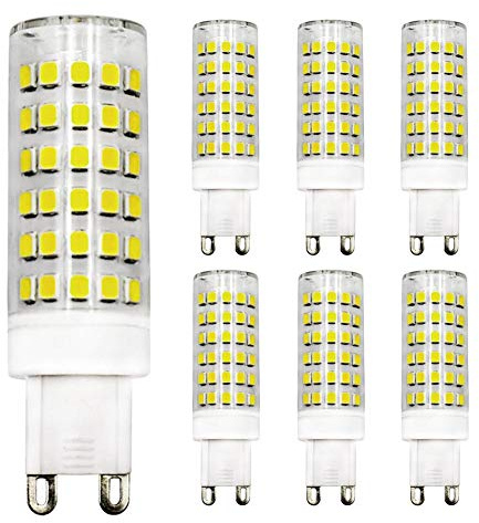 ZHENMING G9 LED Bulb 9W 6000K 50W-80W Halogen Equivalent Dimmable | Cool White 220V-240V 6-Pack